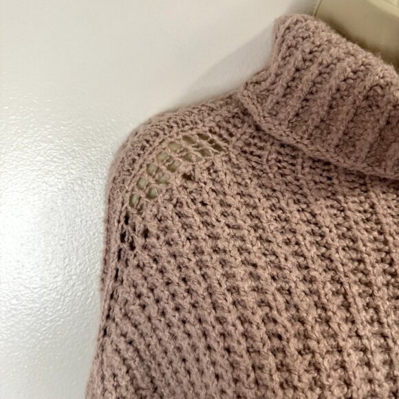 Abercrombie & Fitch Turtleneck Sweater Size Small S Chunky Knit Pink Gray Wool - Picture 5 of 10